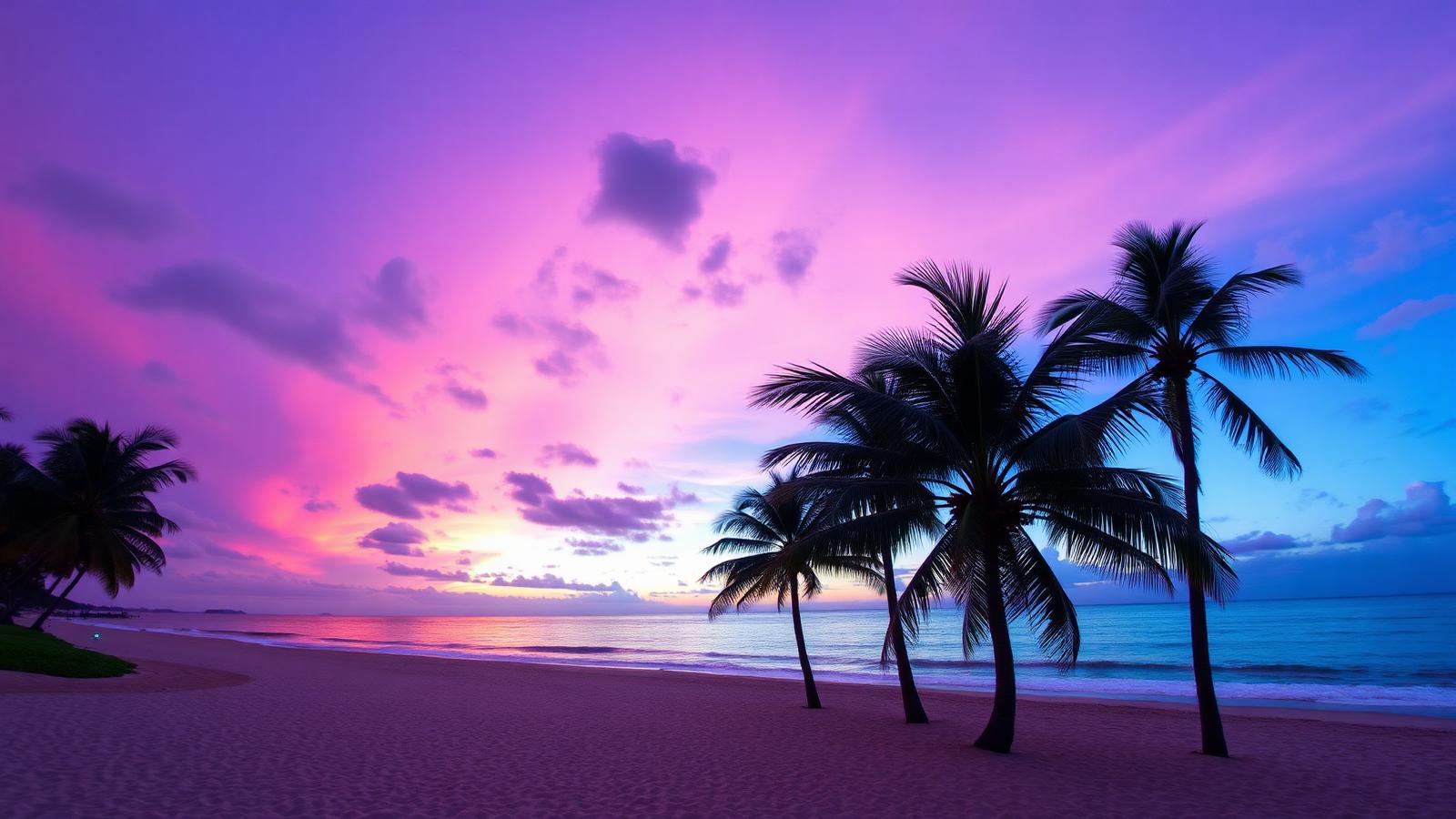 Tropical beach at dusk on Dating AI